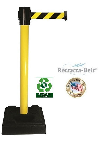 Visiontron Retracta-Belt Utility Posts - 15' Post - Rubber Base - Aluminum