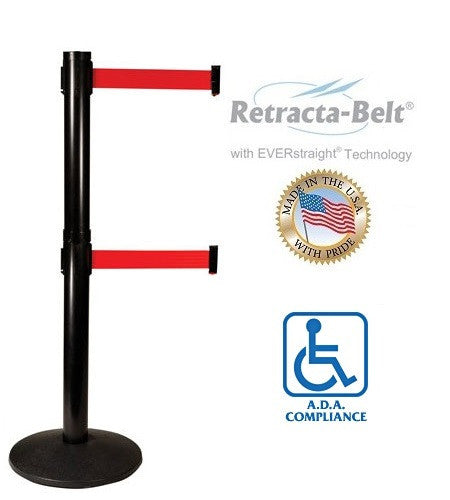 Visiontron Retracta-Belt Dual Line Post - 10' Belt - ADA Compliant