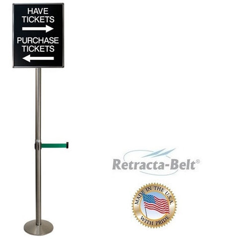 Visiontron 6' Tall Sign Post with Retracta-Belt - 10' Belt - Lollipop Sign Stand *POST ONLY*