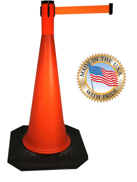 Visiontron Retracta-Belt Cone Toppers - 15' Belt - Fluorescent Orange