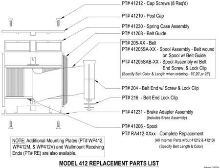 Visiontron Model 412 Retracta-Belt Complete Replacement Assembly - Multiple Lengths