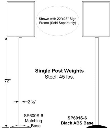 Visiontron 6' Tall Sloped Base Sign Post - Lollipop Sign Stand *POST O ...