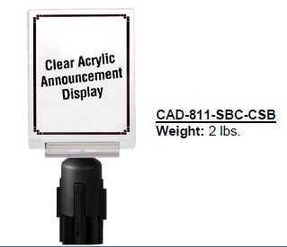 PRIME Clear Acrylic Announcement Display with Sign Bracket and Universal Post Adapter