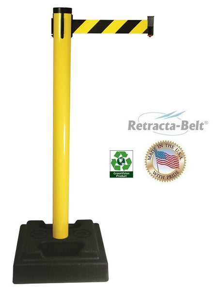 Visiontron Retracta-Belt Utility Posts - 10' Post - Rubber Base - Aluminum