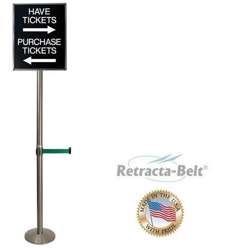 Visiontron 6' Tall Sign Post with Retracta-Belt - 10' Belt - Lollipop Sign Stand *POST ONLY*