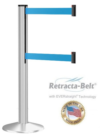 Visiontron Retracta-Belt Grooved Post - Dual Line Post - 9' Belt